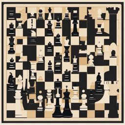 Chessboard Clipart - Chessboard with strategic pieces ready for a game.  color clipart, minimalist, vector art, 