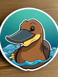 Platypus cartoon - unique, duck-billed swimmer  cartoon sticker style