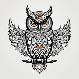 An Owl Tattoo - Keep it simple yet impactful with a straightforward and symbolic owl tattoo.  simple color tattoo,vector style,white background