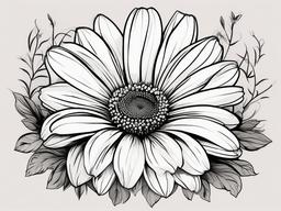 Flower Tattoo Daisy-Simplicity and contrast with a black and white daisy tattoo, showcasing timeless beauty.  simple vector color tattoo