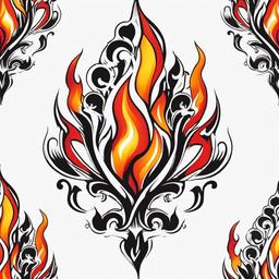 flame tattoo simple  simple color tattoo,white background