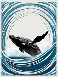 Humpback Whale Clipart - Humpback Whale breaching the ocean's surface , minimal, 2d