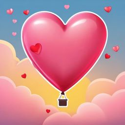 Heart Balloon Release Emoji Sticker - Setting love free in the sky, , sticker vector art, minimalist design
