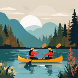 Canoeing Adventure clipart - Friends paddling a canoe on the lake., ,vector color clipart,minimal