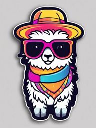 Disco Llama sticker- Groovy Llama Dance Party, , sticker vector art, minimalist design