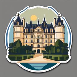 French Chateau Sticker - Transport yourself to the Loire Valley with the majestic and French chateau sticker, , sticker vector art, minimalist design