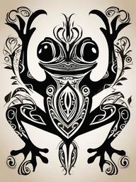 Coqui Tribal Tattoo-Bold and vibrant tattoo featuring a Coqui frog in tribal style, capturing the cultural and symbolic elements of tribal design.  simple color vector tattoo