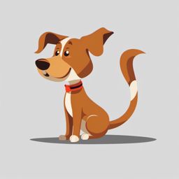 Cute dog chasing its tail clipart  simple, 2d flat