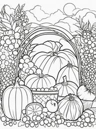 Harvest Celebration Coloring Pages - Honoring the Fruits of the Season  minimal black outline printable sheet, coloring page