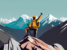 Mountaineer's Triumph Pose clipart - Celebrating a triumphant climb, ,vector color clipart,minimal