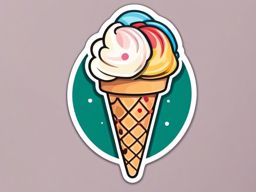 Ice Cream Sticker - Delicious ice cream cone, ,vector color sticker art,minimal