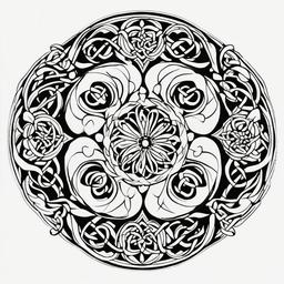 celtic flower tattoo designs  simple color tattoo,minimal,white background