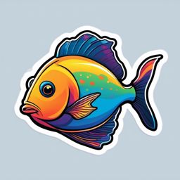Fish Sticker - A colorful fish swimming in the ocean, ,vector color sticker art,minimal