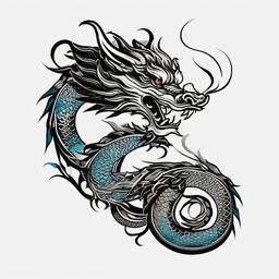 Asian Dragon Tattoo Designs - Creative designs for dragon tattoos inspired by various Asian cultures.  simple color tattoo,minimalist,white background