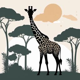 Giraffe clipart - Tallest land animal with a long neck and spotted coat, ,vector color clipart,minimal