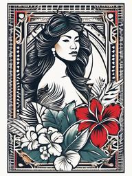 Kakau Tattoos - Explore traditional Hawaiian tattoo artistry with Kakau tattoos, known for their cultural and symbolic significance.  simple vector color tattoo,minmal,white background