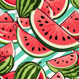 watermelon clipart: ready to be sliced on a picnic table. 