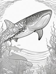 Whale Shark Coloring Pages - Gentle Giant of the Deep  black outline printable sheet, coloring page