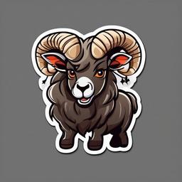 Ram cartoon - strong, horned animal  cartoon sticker style