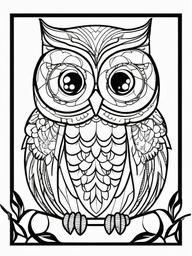 Owl Coloring Pages - Owl with a flower  simple coloring pages