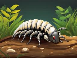 Bug clipart - Centipede crawling in the dirt.  vector style illustration, white background