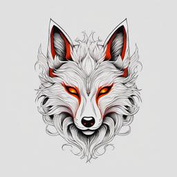 kitsune mask tattoo simple  simple color tattoo,white background,minimal