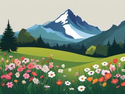 Mountain Meadow Blossoms clipart - Blossoms in a mountain meadow, ,vector color clipart,minimal