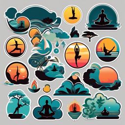 Yoga Poses sticker- Zenful Asana Adventure, , color sticker vector art