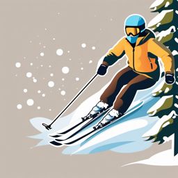 Skiing and Snowfall Emoji Sticker - Fresh powder skiing joy, , sticker vector art, minimalist design