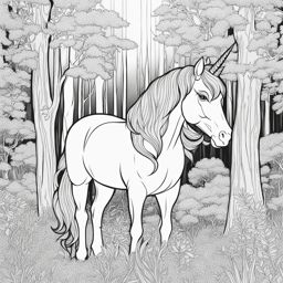 unicorn coloring pages - enigmatic unicorn dwelling in the heart of an ancient forest, its whereabouts known only to the wise. 