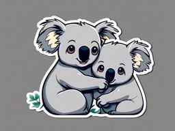 Koala Hug Sticker - Two koalas sharing a heartwarming hug. ,vector color sticker art,minimal