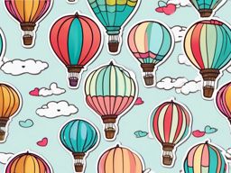 Kawaii Hot Air Balloon sticker- Up in the Sky Whimsy, , color sticker vector art