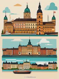 Stockholm clipart - Stockholm Palace and city islands, ,color clipart vector style