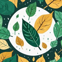 Rain on leaves sticker- Nature's music, , sticker vector art, minimalist design