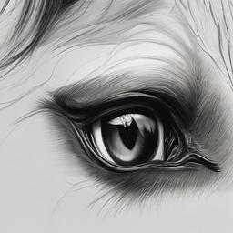 drawing of a horse eye  minimal rough sketch scribbles,doodles,black and white