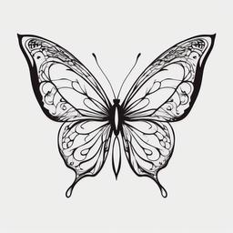 butterfly silhouette tattoo  simple color tattoo, minimal, white background