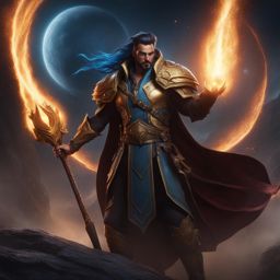human sorcerer,draven stormcaller,harnessing the power of a comet,protect their homeland detailed matte painting, deep color, fantastical, intricate detail, splash screen, complementary colors, fantasy concept art, 8k resolution trending on artstation unreal engine 5