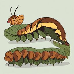 Atlas Moth Caterpillar Clip Art - A plump atlas moth caterpillar,  color vector clipart, minimal style