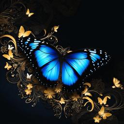 Butterfly Background Wallpaper - blue butterfly in black background  