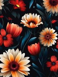 Flowers On Dark Background  ,mobile iphone background wallpaper