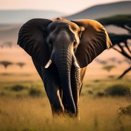 Cute Elephant Roaming the Serengeti Plains 8k, cinematic, vivid colors