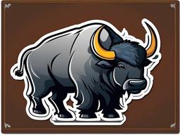 Buffalo cartoon - large, powerful animal sometimes used for plowing  cartoon sticker style