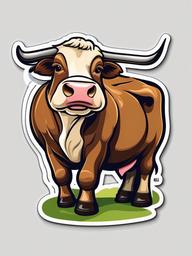 Simmental Cow cartoon - large, muscular cow for milk and beef  cartoon sticker style