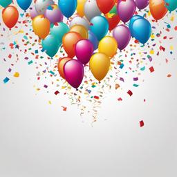 Confetti with a birthday balloon clipart.  vector style illustration, white background