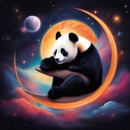 paint a cosmic dreamscape with a cosmic panda contemplating the universe. 