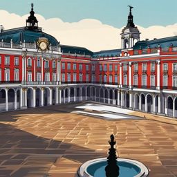 Madrid clipart - Royal Palace of Madrid and Plaza Mayor,  color vector clipart