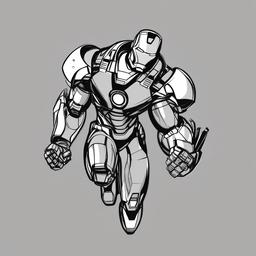 drawing of Iron Man with repulsors  minimal rough sketch scribbles,doodles,black and white