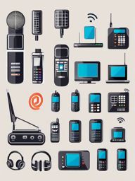 Wireless Communication Devices and Connections clipart - Wireless communication, ,vector color clipart,minimal