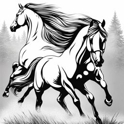 horse clipart black and white - galloping with grace. 