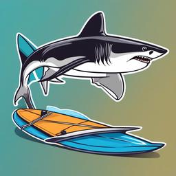 Shark clipart - shark with a surfboard in the background  